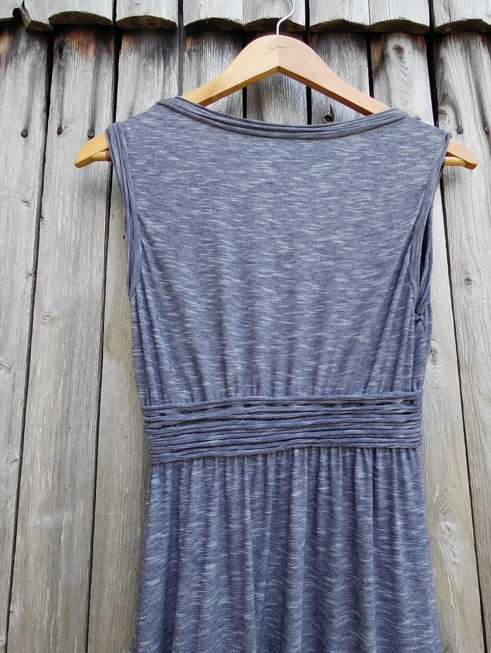 Max Studio stretch navy blue cap sleeve maxi & ruffle trim dress Womens M - Picture 3 of 9